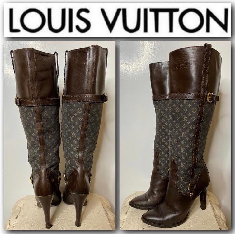 Louis Vuitton Monogram Canvas and Leather Knee Boot Size 38 1/2