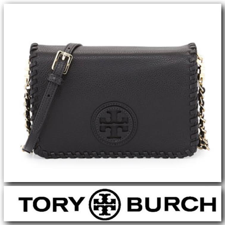 Tory Burch Black Leather Marion Combo Crossbody Exquisitely Detailed