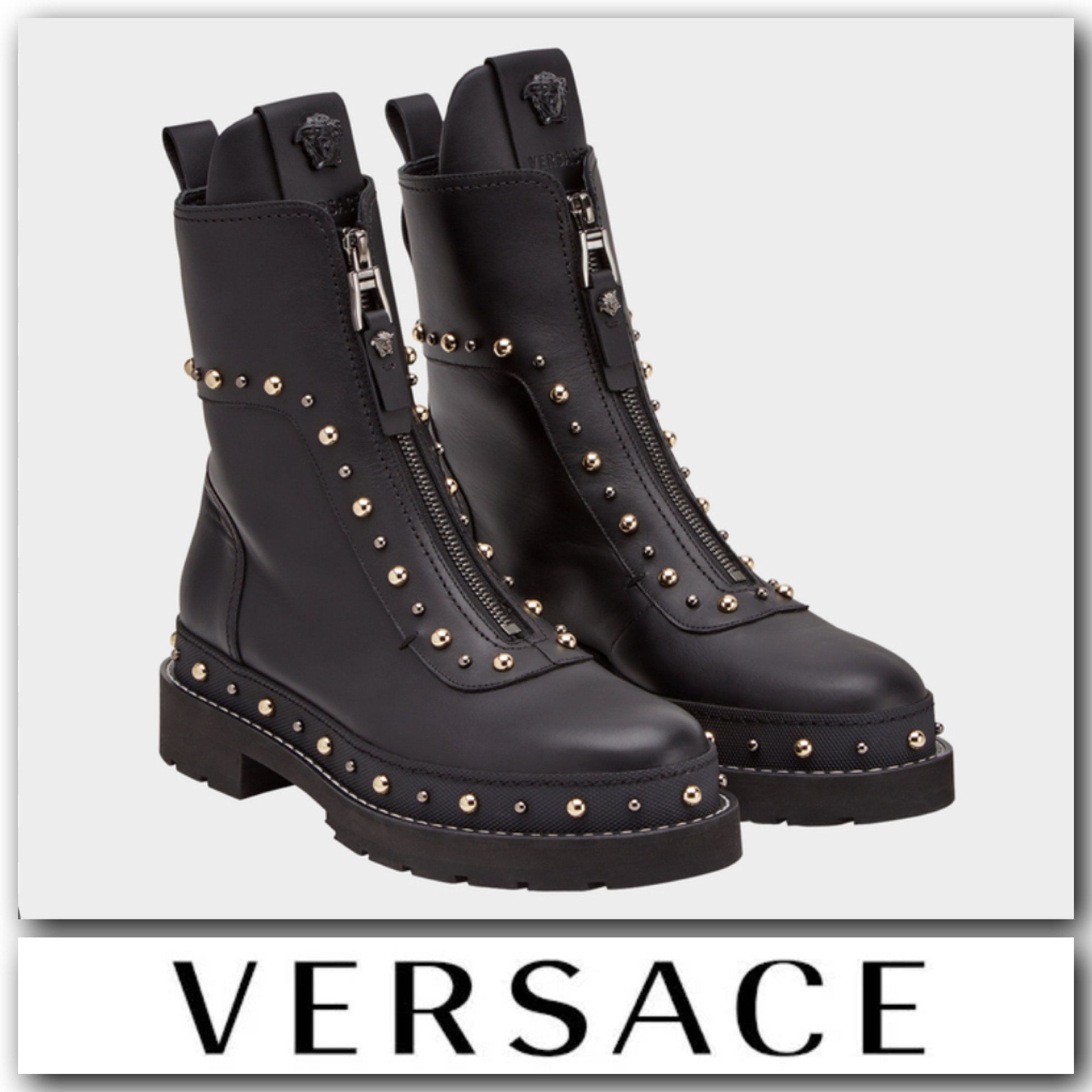 Versace City Stud Combat Boots